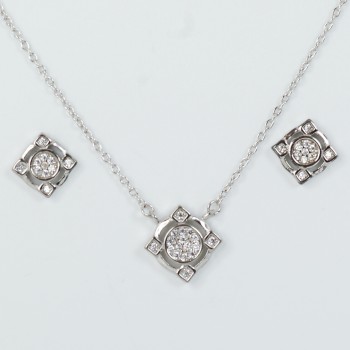Sterling Silver CZ Pendant and Earrings
